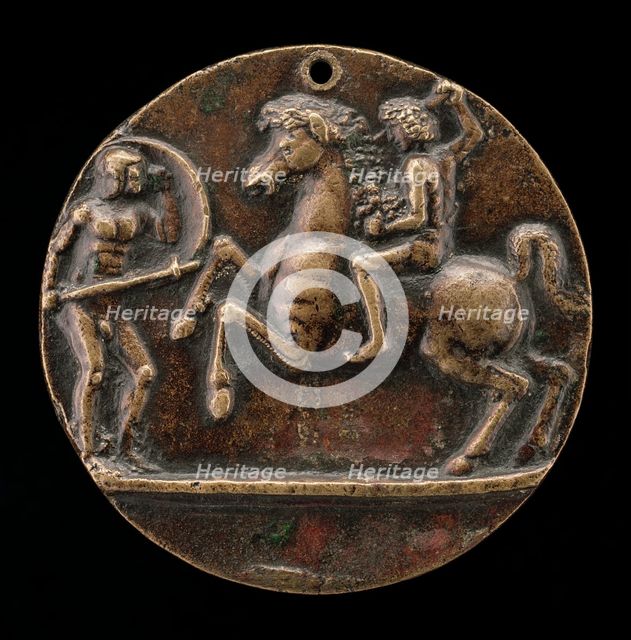 Warrior and Horseman Fighting, late 15th - early 16th century. Creator: Pseudo Melioli.