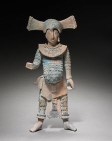 Warrior Figurine with Removable Headdress, 600-900. Creator: Unknown