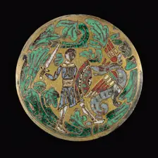 Warrior Fighting a Dragon, c. 1170-1180. Creator: Unknown