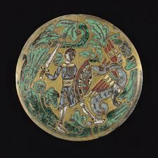 Warrior Fighting a Dragon, c. 1170-1180. Creator: Unknown