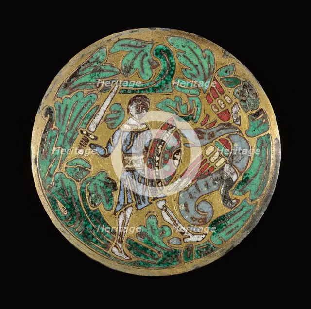Warrior Fighting a Dragon, c. 1170-1180. Creator: Unknown.