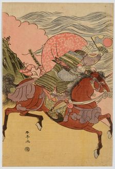 Warrior Kumagai Naozane on horseback. Creator: Katsukawa Shuntei