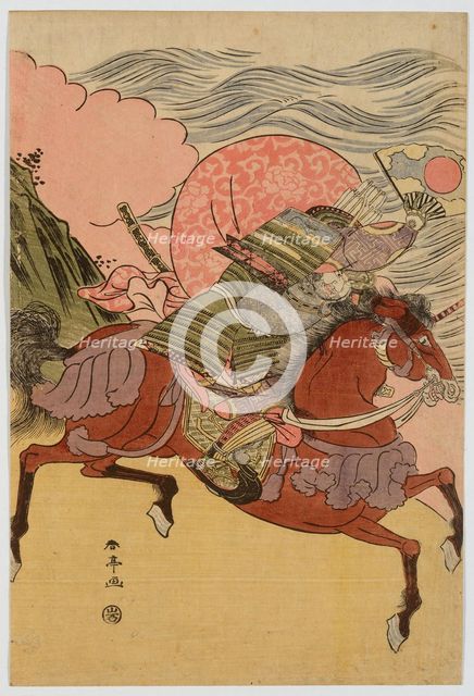 Warrior Kumagai Naozane on horseback. Creator: Katsukawa Shuntei.