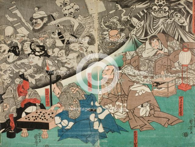 Warrior Minamoto Raiko and the Earth Spider (image 1 of 2), Mid 1840s. Creator: Utagawa Kuniyoshi.