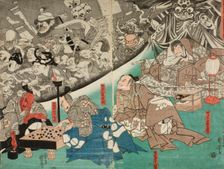 Warrior Minamoto Raiko and the Earth Spider (image 1 of 2), Mid 1840s. Creator: Utagawa Kuniyoshi