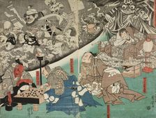 Warrior Minamoto Raiko and the Earth Spider (image 1 of 2), Mid 1840s. Creator: Utagawa Kuniyoshi