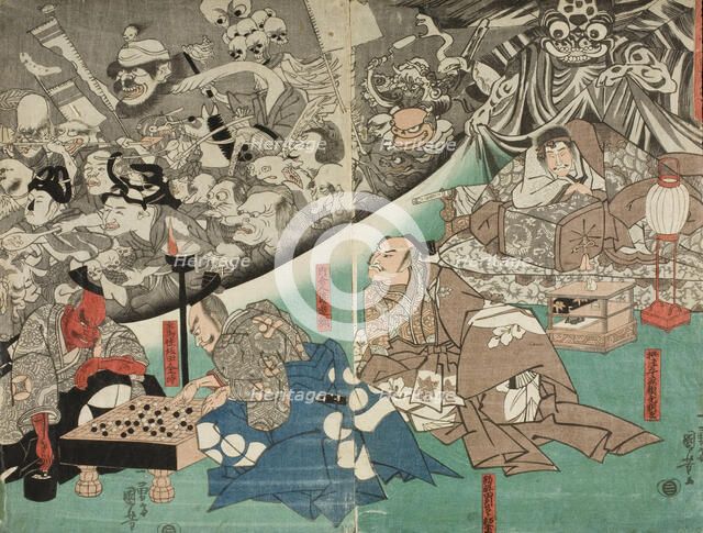 Warrior Minamoto Raiko and the Earth Spider (image 1 of 2), Mid 1840s. Creator: Utagawa Kuniyoshi.