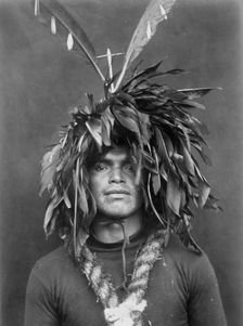 Warrior's feather head-dress-Cowichan, c1913. Creator: Edward Sheriff Curtis