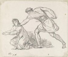 Warrior Seizing a Kneeling Figure, 1775/80. Creator: Jacques-Louis David