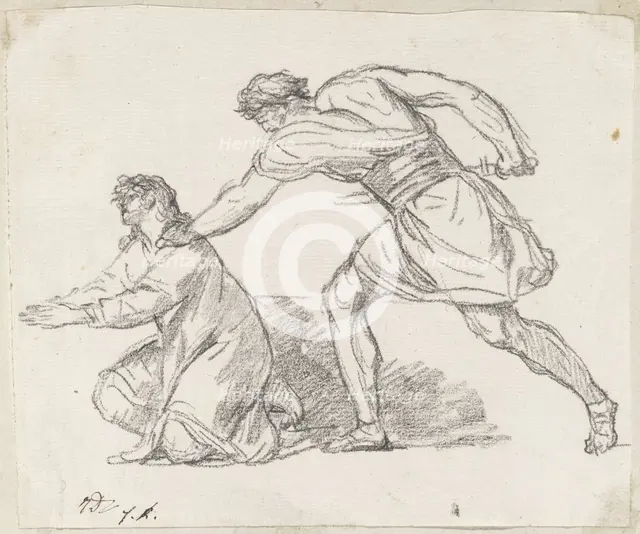 Warrior Seizing a Kneeling Figure, 1775/80. Creator: Jacques-Louis David.