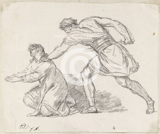 Warrior Seizing a Kneeling Figure, 1775/80. Creator: Jacques-Louis David.
