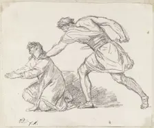 Warrior Seizing a Kneeling Figure, 1775/80. Creator: Jacques-Louis David