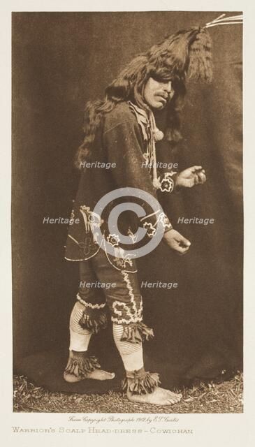 Warrior's Scalp Head-Dress-Cowichan, 1912. Creator: Edward Sheriff Curtis.