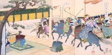 Warriors playing a kind of polo, 19th Century. Creator: Japanese School (19th century)