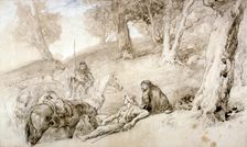 Warriors Resting 19th century. Artist: Sir John Gilbert