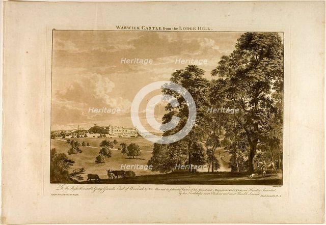 Warwick Castle from the Lodge Hill, plate 1, January 1776. Creator: Paul Sandby.