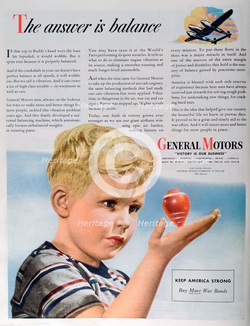 Wartime advert for General Motors, 1944. Artist: Unknown