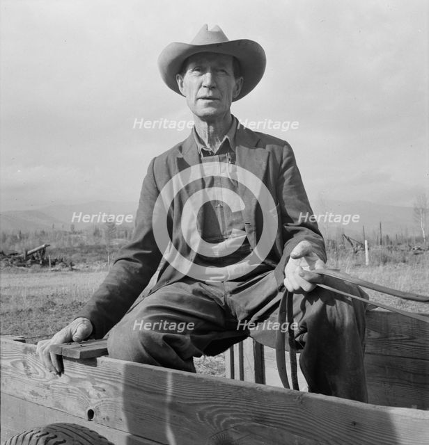 Was Nebraska farmer, now developing land in cut-over area, Bonner County, Idaho, 1939. Creator: Dorothea Lange.
