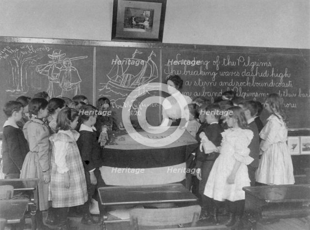 Wash., D.C. public school (1st Division) classroom scene, ca. 1899, (c1899?). Creator: Frances Benjamin Johnston.