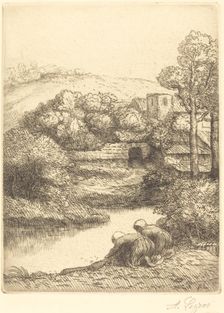 Wash-house, called "The Washerwomen" (Le lavoir, dite "Les Laveuses"). Creator: Alphonse Legros