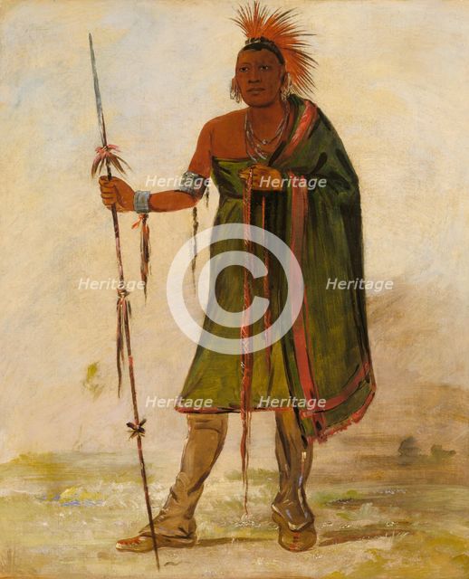 Wash-ím-pe-shee, Madman, a Distinguished Warrior, 1834. Creator: George Catlin.