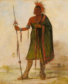 Wash-ím-pe-shee, Madman, a Distinguished Warrior, 1834. Creator: George Catlin