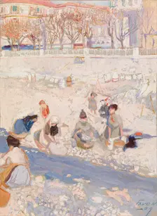 Washerwomen, a Motif from Nice, 1907. Creator: Antti Faven