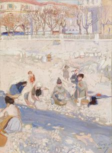 Washerwomen, a Motif from Nice, 1907. Creator: Antti Faven