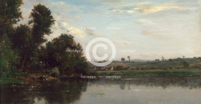 Washerwomen at the Oise River near Valmondois, 1865. Creator: Charles Francois Daubigny.
