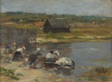 Washerwomen at the Edge of the Pond, 1880/85. Creator: Eugene Louis Boudin