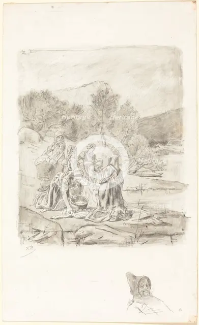 Washerwomen, c.1884-1887. Creator: Félicien Rops.