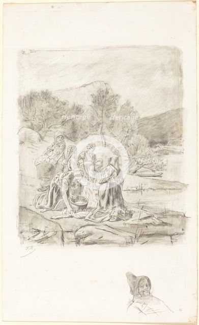 Washerwomen, c.1884-1887. Creator: Félicien Rops.