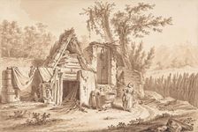 Washerwomen in Front of a Cottage, 1769. Creator: Johann Georg Wille