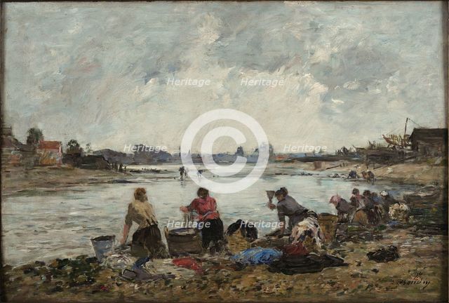 Washerwomen on the banks of the Touques, 1890. Creator: Boudin, Eugène-Louis (1824-1898).
