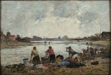 Washerwomen on the banks of the Touques, 1890. Creator: Boudin, Eugène-Louis (1824-1898)