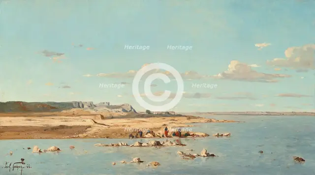 Washerwomen on the Banks of the Durance, 1866. Creator: Paul Guigou.