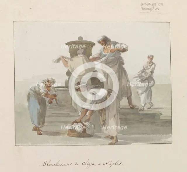Washerwomen of Chiaja in Naples, 1778. Creator: Louis Ducros.