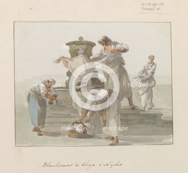 Washerwomen of Chiaja in Naples, 1778. Creator: Louis Ducros.