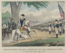 Washington Taking Command of the American Army - At Cambridge, Massachusetts, July 3rd, 17..., 1876. Creators: Nathaniel Currier, James Merritt Ives, Currier and Ives