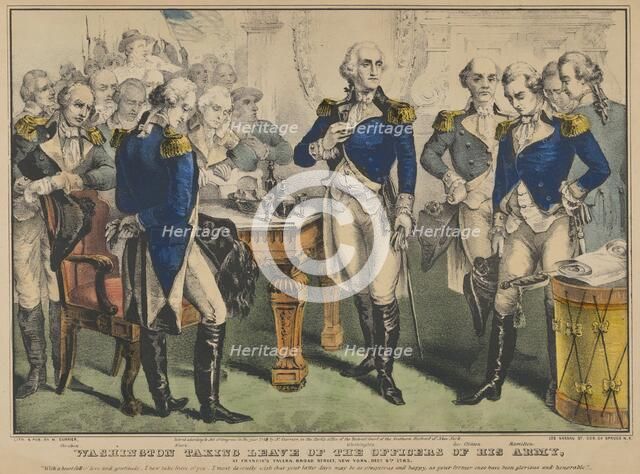 Washington Taking Leave of the Officers of His Army-at Francis's Tavern, Broad Street, New..., 1848. Creator: Nathaniel Currier.