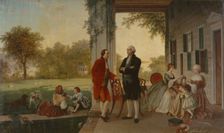 Washington and Lafayette at Mount Vernon, 1784 (The Home of Washington after the War), 1859. Creator: Thomas Pritchard Rossiter