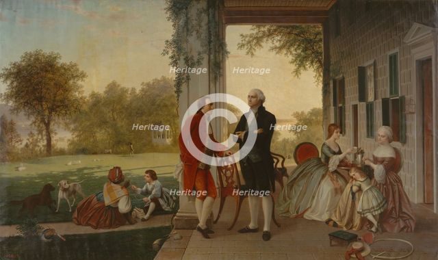Washington and Lafayette at Mount Vernon, 1784 (The Home of Washington after the War), 1859. Creator: Thomas Pritchard Rossiter.