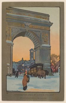 Washington Arch at Winter Twilight, 1914. Creator: Rachael Robinson Elmer