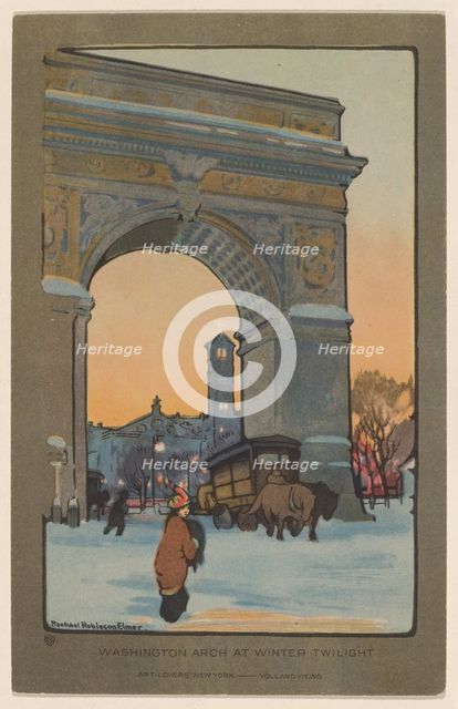 Washington Arch at Winter Twilight, 1914. Creator: Rachael Robinson Elmer.