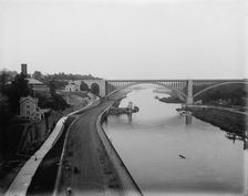 Washington Bridge and speedway, New York, c1900. Creator: Unknown