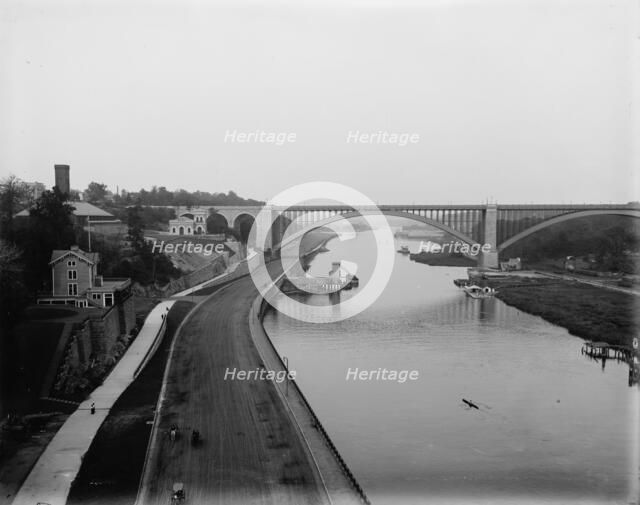 Washington Bridge and speedway, New York, c1900. Creator: Unknown.
