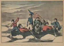 Washington Crossing the Delaware - Evening Previous to the Battle of Trenton, December ..., 1857-71. Creators: Nathaniel Currier, James Merritt Ives, Currier and Ives