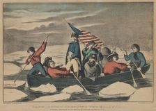 Washington Crossing the Delaware - Evening Previous to the Battle of Trenton, December ..., 1857-71. Creators: Nathaniel Currier, James Merritt Ives, Currier and Ives