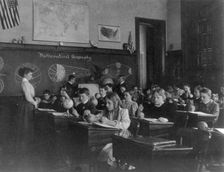 Washington, D.C. public school classroom scenes - "mathematical geography", (1899?). Creator: Frances Benjamin Johnston