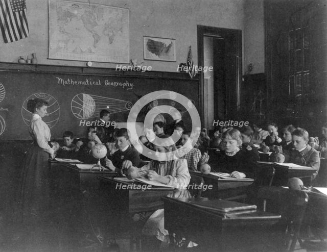 Washington, D.C. public school classroom scenes - "mathematical geography", (1899?). Creator: Frances Benjamin Johnston.
